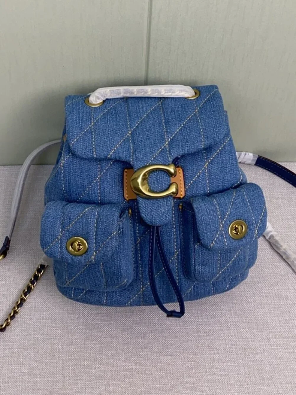 Coach Tabby Denim Quilted Backpack